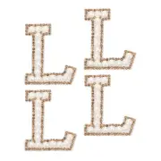 10Pcs Iron on Letters Patch, Self Adhesive Patches(White Gold)