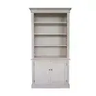 Hamptons Buffet and Hutch Library Bookcase Bookshelf Cabinet in Distress White