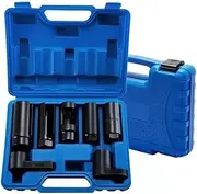 Oimzzr 7pcs O2 Oxygen Sensor Socket Oxygen Sensor Wrench Removal and Disassembly Tool Set 3/8'' Drive & 1/2'' Drive