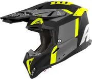 Airoh Aviator 3 Glory, motocross helmet , color: Matt Black/Grey/Neon-Yellow , size: M