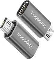 Togconn USB C to Micro USB Adapter 2 Pack, USB Type-C (Female) to Micro USB (Male) Convert Connector Support Charge & Data Sync Compatible with Galaxy S7 Edge, S6, Nexus 6/5 and Other Micro Devices