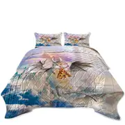 Cute Fantasy Art Galaxy Dragon Cat Eating Pizza in Space Coverlet