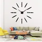 Frameless DIY Wall Clock Large Modern 3D Mirror Wall Clock Decor Sticker DIY ...