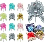 Pull Bows Gift Wrapping Ribbon, 12Pcs Large Pull Bows Gift Wrapping Ribbon,Pull Bow Mixed Color Large Organza Present Wrapping Pull Bow,Large Pull Bow Gift Wrapping Bows Ribbon Pull Bows for Git Wrapping