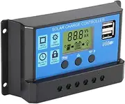 Solar Charge Controller, 100W Camping Power Battery Charger Mono Regulator with LCD Display, Blue