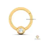 Sienna 14K Solid Gold Daith Piercing Dainty Bezel Set Single Diamond Septum