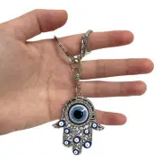 Evil Eye Hamsa Hand Keyring Silver