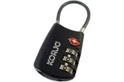 Korjo TSA Flexi 3 Dial Cable Combination Lock Silver / Black TSA FC