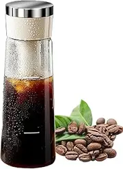 Cold Brew Coffee Maker, 750ml Glass Iced Coffee Maker Tea Brewer with Stainless Steel Filter, Portable Leak-Proof Cold Brew Tea Bottle for Home Outdoor