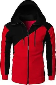 [Generic] Men's Soft Fleece Hoodie Jacket Contrast Lightweight Sweatshirt Sports Coats Zip Up Hooded Softshell Sweater Jackets