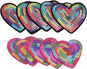 CORHAD 10pcs Color Sequins Clothing Patches Heart Shaped DIY Appliques for Repair Decoration Thick Texture Durable Cloth Material for Clothes Home Textiles Crafts