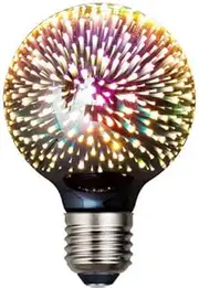 KLED LED Vintage Edison Bulb, G80 3W, Fireworks Filament Bulb 3D Colorful Lamp Bulb , 300 Lumen, 2700K (Warm White), Decorative Light Bulb, Medium Base E27, 85-265v (G80)