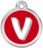 Red Dingo Alphabet "V" - Lifetime Guarantee - Cat, Dog, Pet ID Tag Engraved