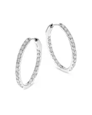 Bloomingdale's Fine Collection Diamond Inside Out Oval Hoop Earrings in 14K White Gold, 3.10 tcw