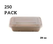 [250 Pack] Compostable Eco Friendly Container Trays with Lids 29 Oz.
