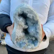 19.2lb Natural Blue Celestite Crystal Geode Quartz Cluster Mineral Specimen