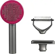 PaWz 3PCS Pet Grooming Tools Kit Fur Cleaning, Grooming Brush One-click Self Cleaning Deshedding Tool Dematting Comb for Dog Cat,Double-Sided Undercoat Rake, Hair Remover Sticker Set Detangling