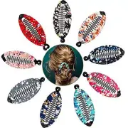 9 Pieces Banana Hair Clip Floral Clincher Hair Claws 4.3x2 Inch (Pack of 9)