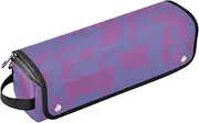 [sanluoli] Hair Tools Travel Bag and Heat Resistant Mat with Zipper Curling Iron Travel Holder Storage Bag Purple Dots Art Doodle Women Essentials Storage