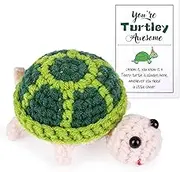 Funny Positive Turtle Mini Crochet Sea Turtle with Positive Affirmations Cards for Inspirational Novelty Gifts (Positive Turtle, 1P)