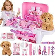 HYAKIDS Veterinarian Case, Veterinarian Toy, Doctor's Case, Children, Doctor Case Children with Dog Toy, Veterinarian Play Set, Role Play Toy for Girls Boys from 3 Years