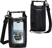 [Generic] 2L Waterproof Dry Bag Touch Screen Sealed River Tracing Crossbody Bag (Black)