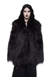[Widow] Crimson Chic Faux Fur Coat