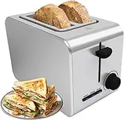 2-Slices Toaster with Extra-Wide Slots & Bagel Function, Defrost, Reheat, Toast Boost, Removable Crumb Tray, Auto Shut-Off, Stainless Steel