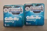 2 Packs Gillette MACH3 Refills Razor Blades 5 Cartridges Each 10 Total New
