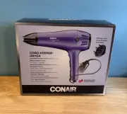 Conair Cord Keeper Hair Dryer Ionic Purple 1875 w/ Attachments Open Box