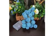 1 Set of Turquoise Blue 5cm Rattan Cane 50 Ball Battery Powered LONG 5m String Lights Christmas Gift Home Wedding Party Bedroom Decoration Table Centrepiece