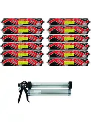 Soudal Multibond SMX25 Flex & Seal Sealant Dark Grey 600ml 12 Pack + Gun Kit