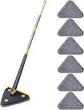 AIMALL Triangle Rotating Mop for Household Cleaning, 49.2-inch Long Handle, Hand-Washing Free Wet and Dry Dual Use, Water Squeeze Mop with Scraper for Floors and Windows