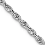 [JewelryWeb] 10k White Gold 1.6mm Sparkle Cut Machine Made Rope Chain Necklace Jewelry for Women - Length Options: 41 56 76