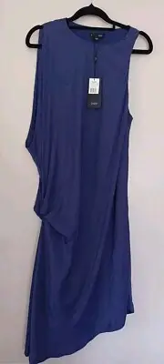 SABA BLUE JENIL DRAPED ASYMMETRICAL MIDI DRESS SIZE 12. BNWT RRP $169