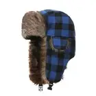 Square Grid Pattern Winter Bomber Hats Windproof Winter Ski Caps for Men Women