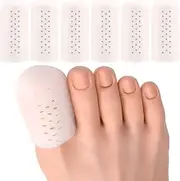 YANGWRshop 6 Pcs Big Toe Protectors, Elastic Toe Covers Cap Sleeves, Gel Toenail Cushions for Big Toe for Ingrown Toenails, Calluses, Hammer Toes, Missing Toenails, Blisters, Corns (White)