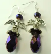 Purple Briolette Crystal Angel Bead Earrings Handmade Jewelry