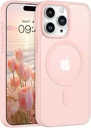 VENINGO iPhone 15 Pro Case, Compatible with Magsafe Translucent Matte Slim Fit Magnetic Cover Shockproof Cute Full Body Anti-Scratch Protective Phone Cases for iPhone 15 Pro 6.1 inch, Pink