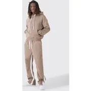 Mens Taupe Oversized Boxy Man Dash Paint Splatter Gusset Tracksuit