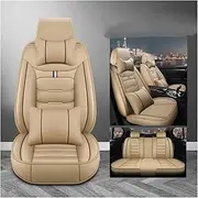 Car Seat Cover Sets for Chevrolet for Spark for Captiva for Camaro for Lova for Aveo for Trailblazer for Tracker Universal Leather Car Seat Cover Car Seat Covers(B-Beige 5seat)