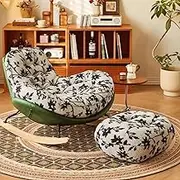 VERYMUSH Rocking Chair with Ottoman Comfy Reading Chair Oversized Reclining Chair Upholstered Accent Chairs for Living Room Bedroom(H5)