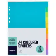 J.Burrows A4 10 Tab Polypropylene Divider Neon