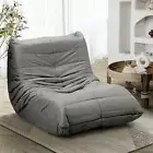 Oikiture Floor Sofa Accent Chair Lazy Couch Lounge Recliner Grey Polyester