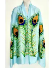 Peacock Feather (Turquoise) Women Scarf