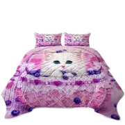 Cute Designs for Girls Kitten in Blueberry Basket Coverlet