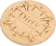 KICHOUSE Dishwasher Magnetic Sign Clean/Dirty Indicator Bamboo Material Double Sided Rustic Decor for Kitchen