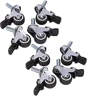 8Pcs Mini Small Casters 1Inch M8X15mm TPE Silent Wheels with Brake Universal Casters Wheel for Furniture Bookcase Drawer casters