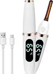 Heated Eyelash Curler, Geecol Heated Lash Curler Electric Eyelash Curler with Comb 3 Temp Settings for Makeup Tools for Achieving A Natural Curl and Long Lasting Eyelashes, Designed for Women, White