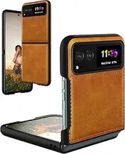 [Foluu] for Motorola Razr 2023 Case, Leather + Hard PC Shell, Ultra Thin Slim, Durable Protective Phone Cover, Yellow
